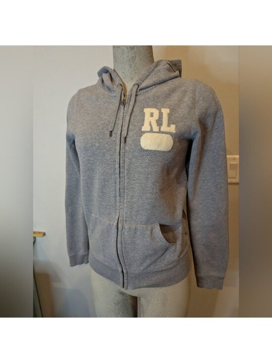 Ralph Lauren Tops - Ralph Lauren Polo Zip Up Hoodie Women L Gray Sweatshirt Classic Y2K Streetwear